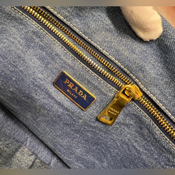 PRADA Large Denim Canapa Logo Tote-194 - Picture 13 of 16
